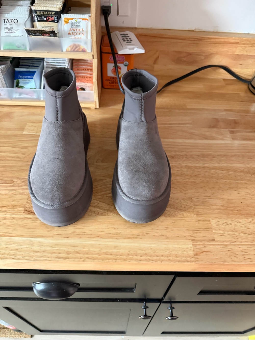 Ugg  Gray Suede Chelsea-Style Platform Boots